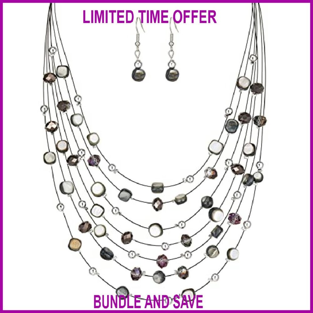 Multi-Layer Boho Shell Beaded Statement Necklace … - image 2